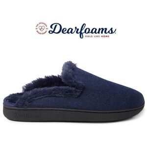DEARFOAMS Mule Slippers Shoes Peacoat Blue Memory Foam Footbed Indoor Outdoor